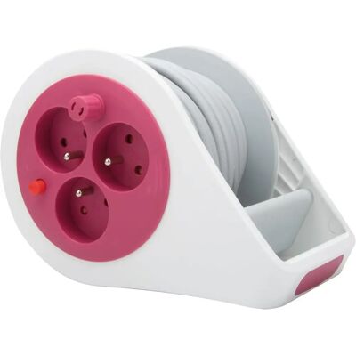 Zenitech Rosa Mini-Steckdosenleiste 3 Anschlüsse 7m Kompaktes Design Zenitech Rosa Mini-Steckdosenleiste 3 Anschlüsse 7m Kompaktes Design