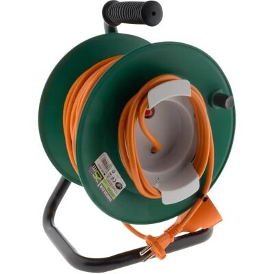 Enrollable de jardín Zenitech 25m - Sin enchufe, soporte metálico, corte de seguridad Enrollable de jardín Zenitech 25m - Sin enchufe, soporte metálico, corte de seguridad