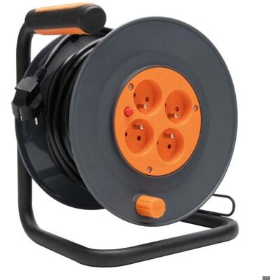 Zenitech Verlängerungsrolle - 4 Steckdosen, 25m, verstellbar, Stahlrahmen Zenitech Verlängerungsrolle - 4 Steckdosen, 25m, verstellbar, Stahlrahmen
