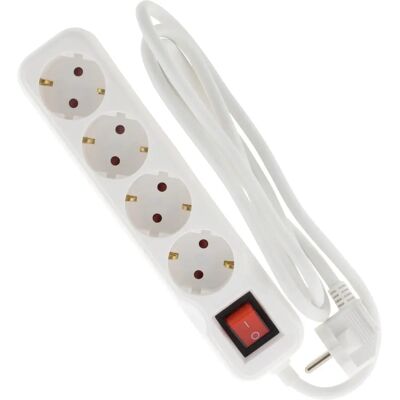Zenitech Verlengsnoer 4 Stopcontacten 16A Wit met Schakelaar Zenitech Verlengsnoer 4 Stopcontacten 16A Wit met Schakelaar