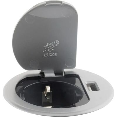 Otio - Prise multiple encastrée avec couvercle de protection - Ø60mm - Gris - Publicité Otio - Prise multiple encastrée avec couvercle de protection - Ø60mm - Gris - Publicité