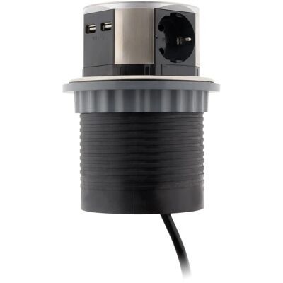 Otio Kompaktschuko-Steckdose - 3 Schuko, 2 USB, Schwarz Otio Kompaktschuko-Steckdose - 3 Schuko, 2 USB, Schwarz