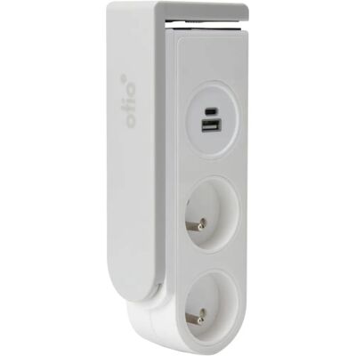 Multiprise Otio Gekko Clipsable 2 Prises 16A + 2 USB - Blanc - Publicité Multiprise Otio Gekko Clipsable 2 Prises 16A + 2 USB - Blanc - Publicité