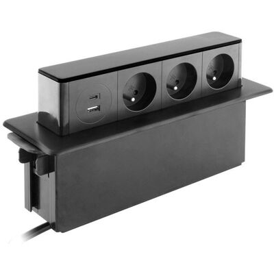Otio Multiprise encastrable - 3x 16A 2P+T, USB, Quick Charge - Publicité Otio Multiprise encastrable - 3x 16A 2P+T, USB, Quick Charge - Publicité