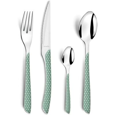Amefa Eclat Geo Verde & Bianco - Set di Posate 24 Pezzi Amefa Eclat Geo Verde & Bianco - Set di Posate 24 Pezzi