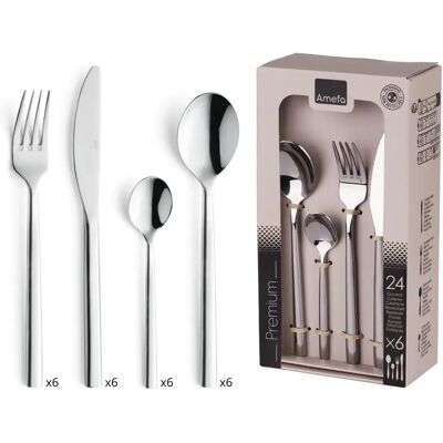 Amefa Carlton Serie 24-teiliger Besteckset - Edelstahl - Silber Amefa Carlton Serie 24-teiliger Besteckset - Edelstahl - Silber