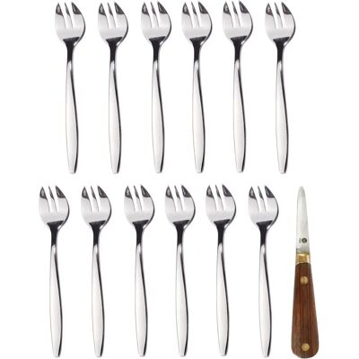 Amefa Lancette - couteau à huîtres - 12 fourchettes dégustation - Set de couverts - Publicité Amefa Lancette - couteau à huîtres - 12 fourchettes dégustation - Set de couverts - Publicité