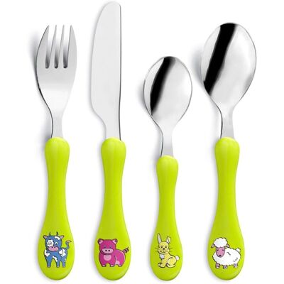 Set di Posate Enfant Amefa Verde Bicolore Set di Posate Enfant Amefa Verde Bicolore