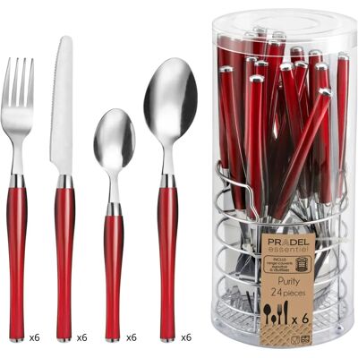 Amefa Besteck PURITY - Set di Posate da 24 Pezzi con Manici Rossi Amefa Besteck PURITY - Set di Posate da 24 Pezzi con Manici Rossi