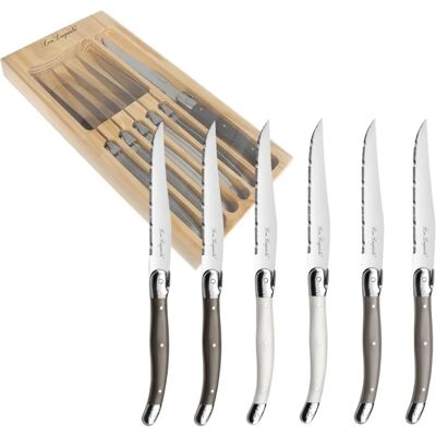 Amefa Lou Laguiole - 6 Steak Messer Set - Edelstahl / Braun Amefa Lou Laguiole - 6 Steak Messer Set - Edelstahl / Braun