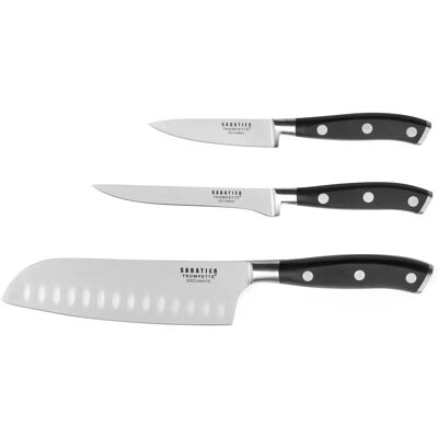 Set de 3 couteaux de cuisine Sabatier Trompette - Haute performance, Noir - Publicité Set de 3 couteaux de cuisine Sabatier Trompette - Haute performance, Noir - Publicité