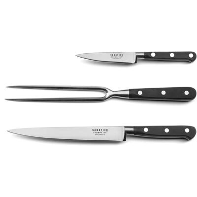 Ensemble de 3 couteaux de cuisine Sabatier Trompette - Acier inoxydable noir 45cm - Publicité Ensemble de 3 couteaux de cuisine Sabatier Trompette - Acier inoxydable noir 45cm - Publicité