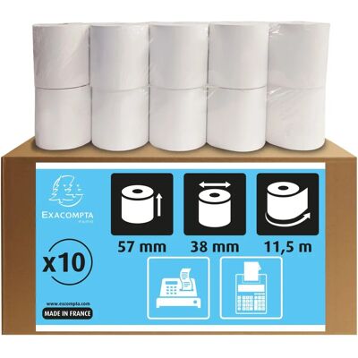 Exacompta Kassenrollen - 57 mm x 11,5 m x 12 mm - Packung mit 30 Exacompta Kassenrollen - 57 mm x 11,5 m x 12 mm - Packung mit 30