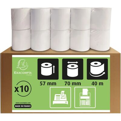 Exacompta 5770120V Rotoli di carta per ricevute - 57x70mm - 40M - Confezione da 10 Exacompta 5770120V Rotoli di carta per ricevute - 57x70mm - 40M - Confezione da 10