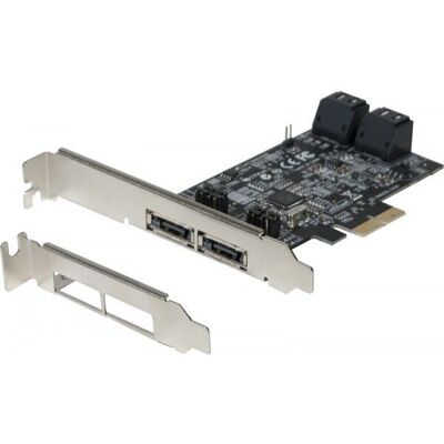 Carte contrôleur Dexlan PCIe SATA III 6Gbps 4 ports internes + 2 eSATA - Publicité Carte contrôleur Dexlan PCIe SATA III 6Gbps 4 ports internes + 2 eSATA - Publicité
