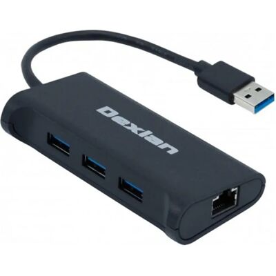 Adaptateur Réseau Gigabit USB 3.0 Dexlan avec Hub USB 3.0 3 Ports - Station d'accueil - Publicité Adaptateur Réseau Gigabit USB 3.0 Dexlan avec Hub USB 3.0 3 Ports - Station d'accueil - Publicité