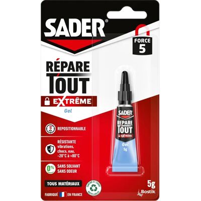 Sader Colle Répare Tout - Tube 5 g - Usage Intérieur/Extérieur Sader Colle Répare Tout - Tube 5 g - Usage Intérieur/Extérieur