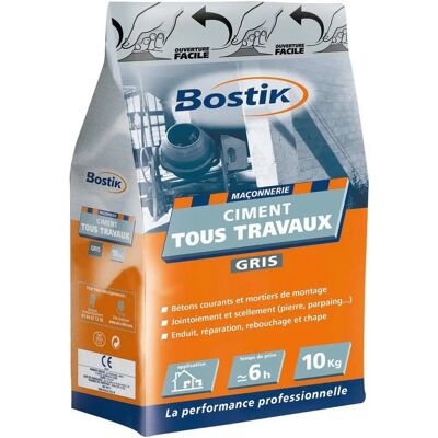 Ciment gris Bostik - 5kg - Pour tous travaux de maçonnerie Ciment gris Bostik - 5kg - Pour tous travaux de maçonnerie