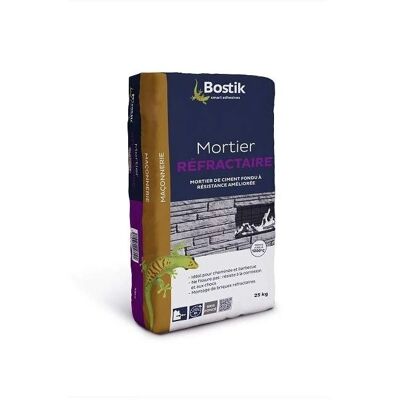 Mortero refractario gris oscuro Bostik - 25kg - Mortero Mortero refractario gris oscuro Bostik - 25kg - Mortero