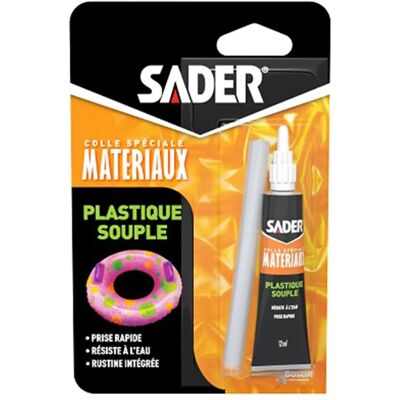 Colle Plastique Souple Sader - 12ml - Résistante à l'eau Colle Plastique Souple Sader - 12ml - Résistante à l'eau