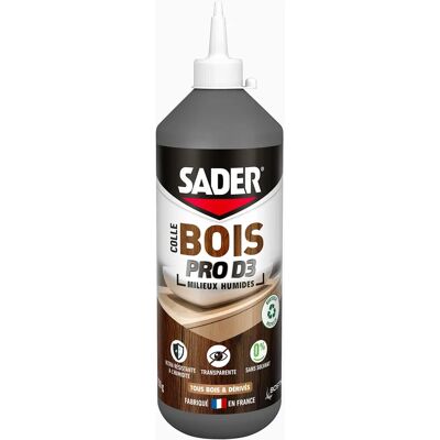 SADER Colle Bois Pro D3 - 750g - Résistance Haute Intérieur/Extérieur - Publicité SADER Colle Bois Pro D3 - 750g - Résistance Haute Intérieur/Extérieur - Publicité