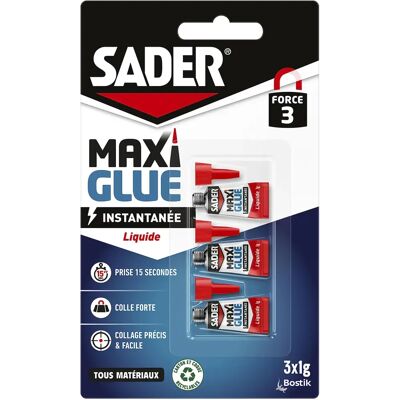 SADER Maxiglace - Super Glue Liquide Universel - 3x1g SADER Maxiglace - Super Glue Liquide Universel - 3x1g