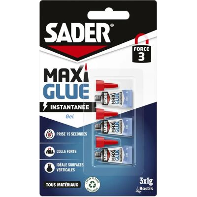 SADER Maxiglue Gel - 3x1g - Colle Universelle - Transparent SADER Maxiglue Gel - 3x1g - Colle Universelle - Transparent