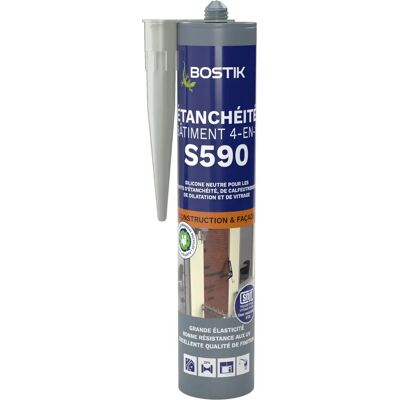 Bostik S590 Silicone de Construction Gris 4-en-1 - Modèle de mastic - Publicité Bostik S590 Silicone de Construction Gris 4-en-1 - Modèle de mastic - Publicité
