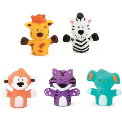 LUDI Savane Vingerspelletjes - 5 Zachte Plastic Dieren voor Kinderen LUDI Savane Vingerspelletjes - 5 Zachte Plastic Dieren voor Kinderen