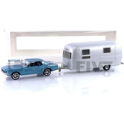 Norev Ford Mustang 1968 - Verzamelmodel met Airstream-aanhanger - 1:43 Norev Ford Mustang 1968 - Verzamelmodel met Airstream-aanhanger - 1:43