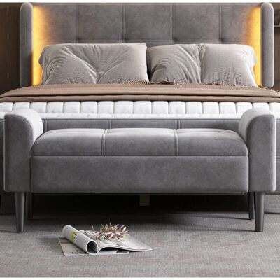 OKWISH - Panche imbottita con braccioli - Gris - Velluto - Bench OKWISH - Panche imbottita con braccioli - Gris - Velluto - Bench