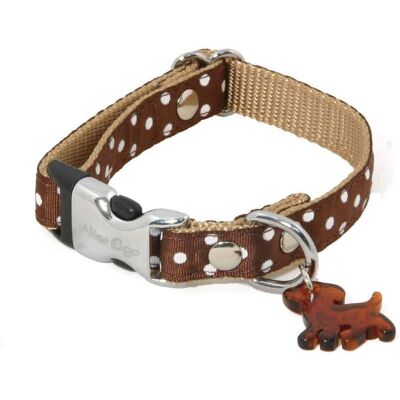 Martin Sellier - Hundehalsband Braun mit Anhänger - Nylon 23-33cm Martin Sellier - Hundehalsband Braun mit Anhänger - Nylon 23-33cm