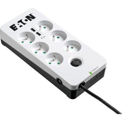 Protector contra picos Eaton PB6UF - 6 enchufes, USB, 1,5m Protector contra picos Eaton PB6UF - 6 enchufes, USB, 1,5m