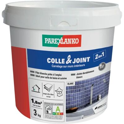 Parexlanko - blanc - 3 kg - Colle et joint en pâte pour carrelage - Publicité Parexlanko - blanc - 3 kg - Colle et joint en pâte pour carrelage - Publicité