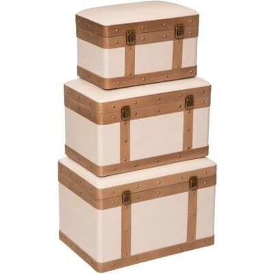 Set di 3 Ceste di Stoccaggio in Lino Beige Atmosphera Set di 3 Ceste di Stoccaggio in Lino Beige Atmosphera