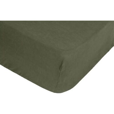 Atmosphera 185297H drap-housse en lin lavé - vert kaki, 140x190cm - Publicité Atmosphera 185297H drap-housse en lin lavé - vert kaki, 140x190cm - Publicité