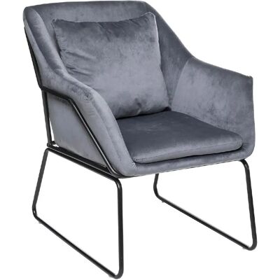 Atmosphera Chet Fauteuil Velours Gris - Mobilier - Publicité Atmosphera Chet Fauteuil Velours Gris - Mobilier - Publicité