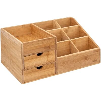 Organizzatore da bagno in bambù con 2 cassetti e 7 scomparti - Naturale Organizzatore da bagno in bambù con 2 cassetti e 7 scomparti - Naturale