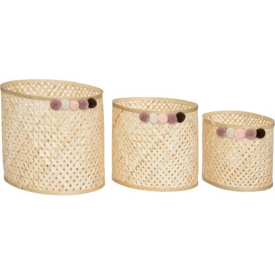 Set de 3 paniers en bambou Atmosphera 188204 Beige - Publicité Set de 3 paniers en bambou Atmosphera 188204 Beige - Publicité