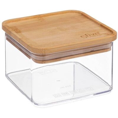 5FIVE Simple Smart - Square Bamboo Lid Storage - 0.5L 5FIVE Simple Smart - Square Bamboo Lid Storage - 0.5L
