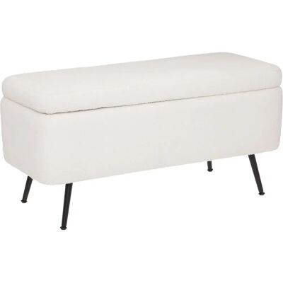 Banquette de rangement Aurora blanche boucle - Chambre, Salon - Publicité Banquette de rangement Aurora blanche boucle - Chambre, Salon - Publicité