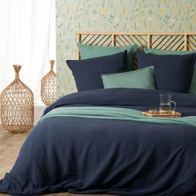 Conjunto de ropa de cama Atmosphera 188579F - Gasa de algodón azul 240x260cm Conjunto de ropa de cama Atmosphera 188579F - Gasa de algodón azul 240x260cm