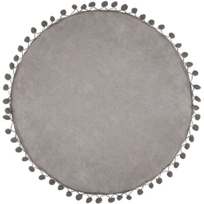 Atmosphera 188520B coussin décoratif - Gris - Ronde avec pompons 40cm - Publicité Atmosphera 188520B coussin décoratif - Gris - Ronde avec pompons 40cm - Publicité