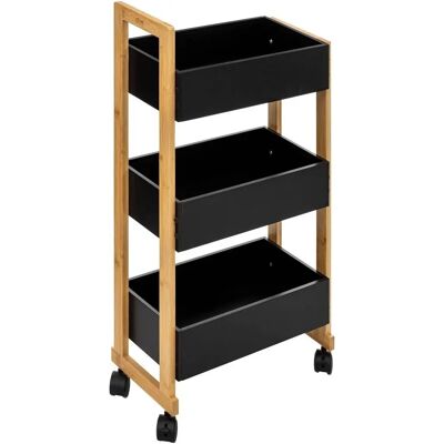 Northix Modell - Mehrstufiger Aufbewahrungswagen - Schwarz / Holz Northix Modell - Mehrstufiger Aufbewahrungswagen - Schwarz / Holz