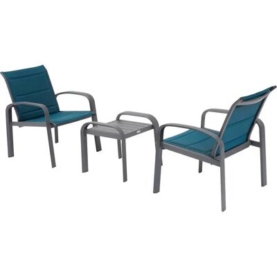 Hesperide Elyn Blauw Eend Aluminium Tuinmeubelset - 2 Stoelen Hesperide Elyn Blauw Eend Aluminium Tuinmeubelset - 2 Stoelen