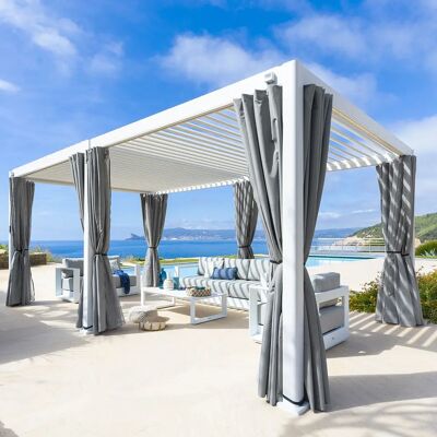 Kit de rideaux et moustiquaires pour grande pergola Evora - Hespéride - Publicité Kit de rideaux et moustiquaires pour grande pergola Evora - Hespéride - Publicité