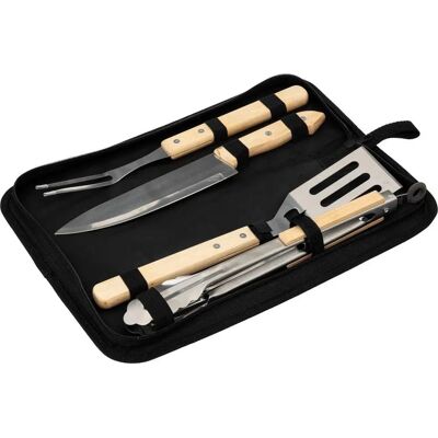 Set d’ustensiles pour barbecue NEKA en bois - 12x4,9x38,5cm - Publicité Set d’ustensiles pour barbecue NEKA en bois - 12x4,9x38,5cm - Publicité