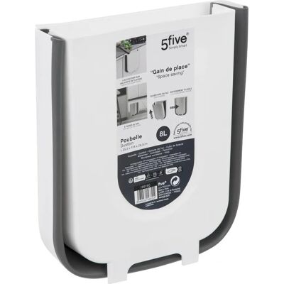 5FIVE Poubelle Rétractable 8L - Blanc et Noir 5FIVE Poubelle Rétractable 8L - Blanc et Noir
