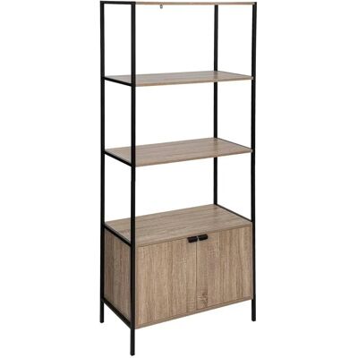 5five Black Modern Industrial Bookshelf - 2 Doors 3 Shelves 5five Black Modern Industrial Bookshelf - 2 Doors 3 Shelves