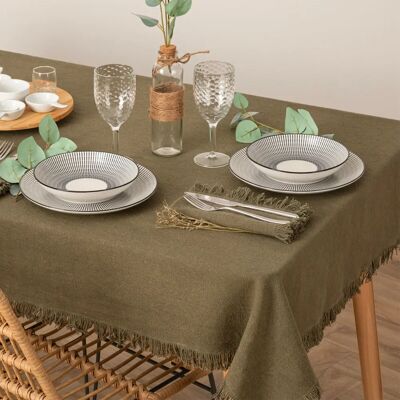 Nappe en coton Atmosphera Modèle 194371K - Style rustique - Publicité Nappe en coton Atmosphera Modèle 194371K - Style rustique - Publicité